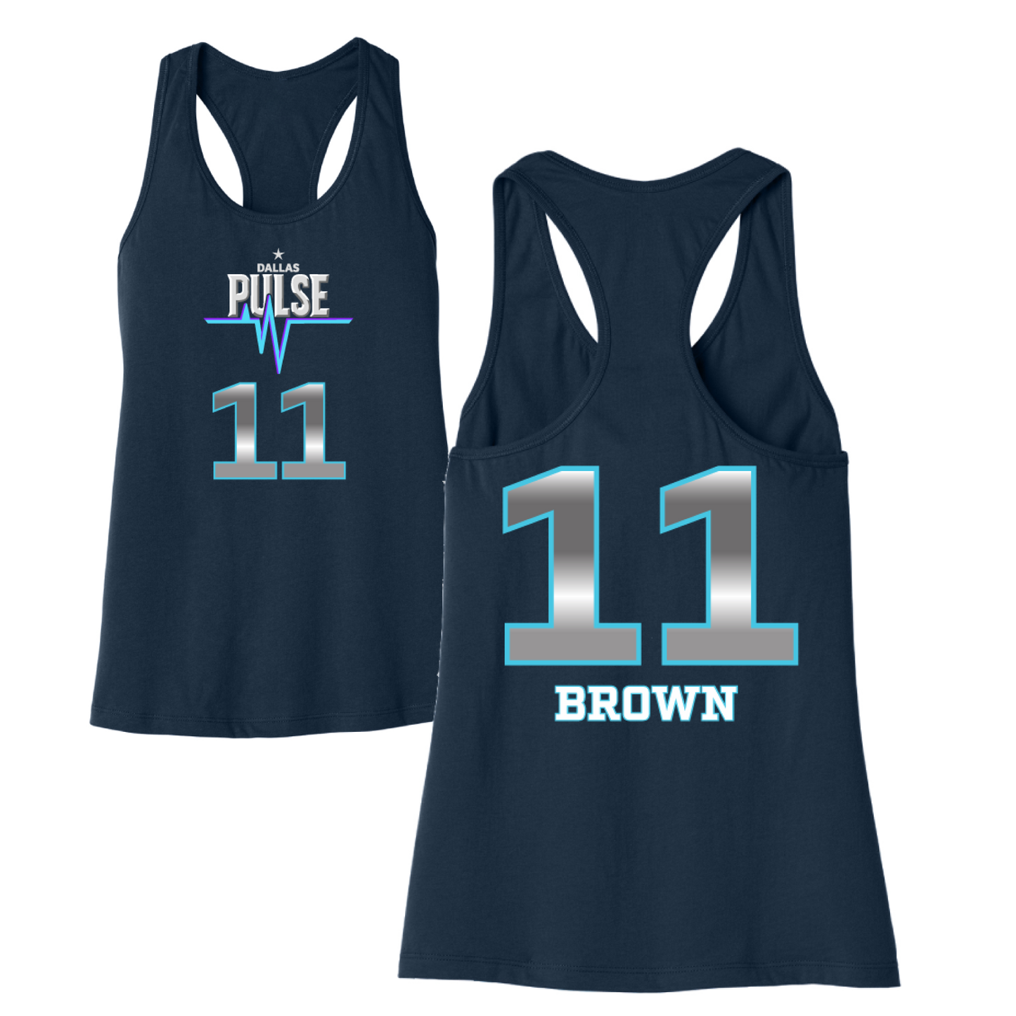 Dallas Pulse Jersey Racerback Tank - K. Brown