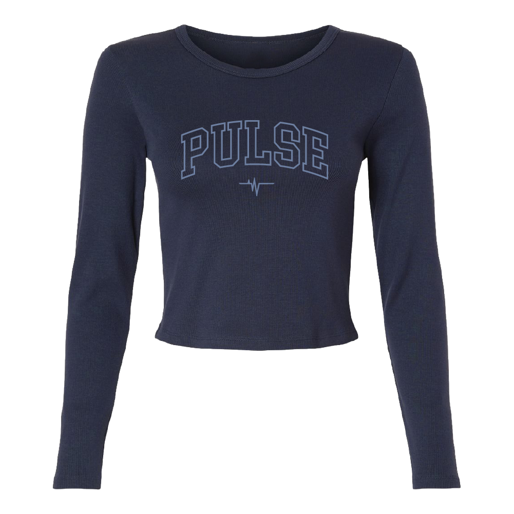 Dallas Womens Pulse Outline Cropped Long Sleeve T-Shirt