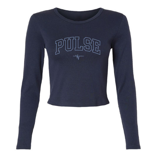 Dallas Womens Pulse Outline Cropped Long Sleeve T-Shirt