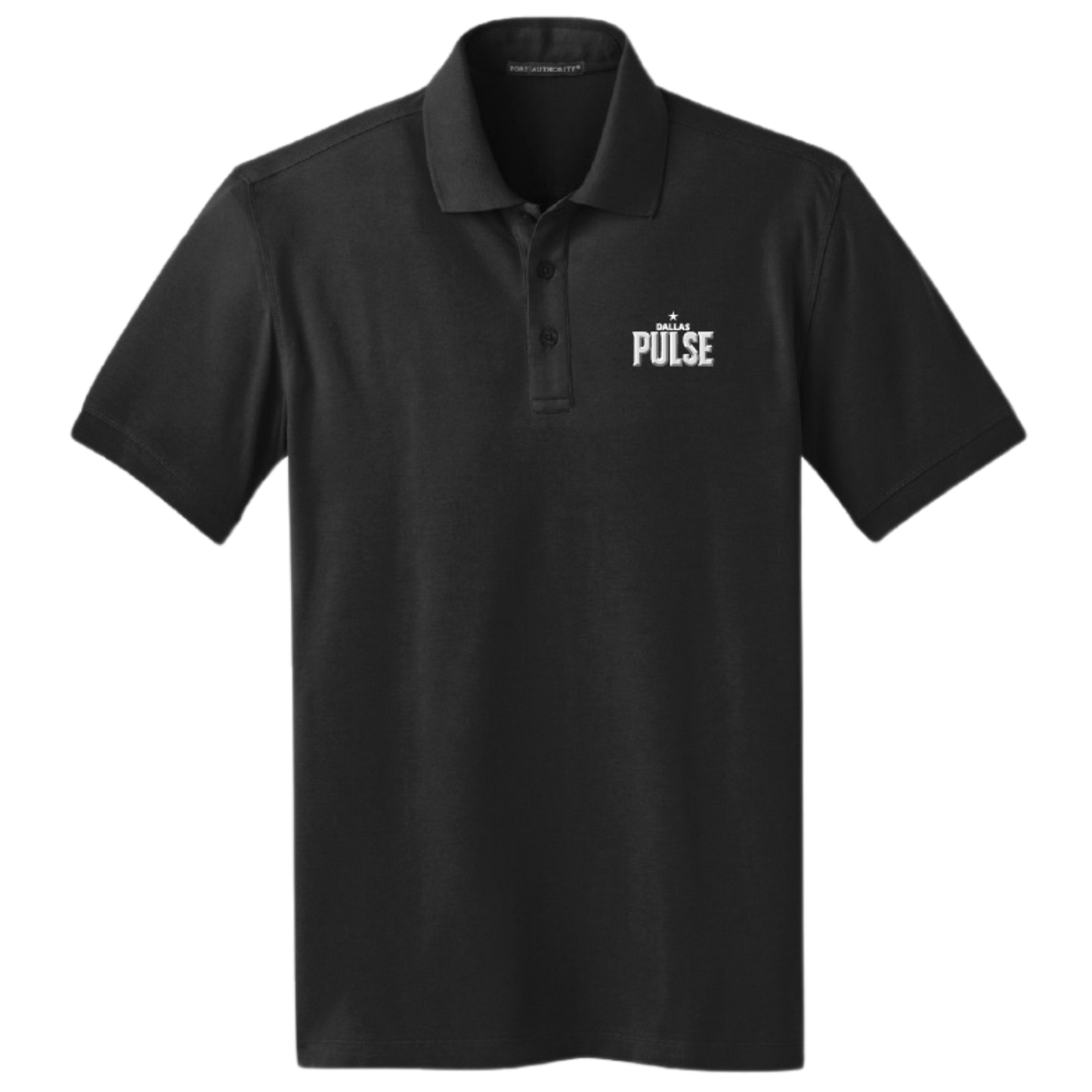 Dallas Pulse Embroidered Wordmark Polo Black