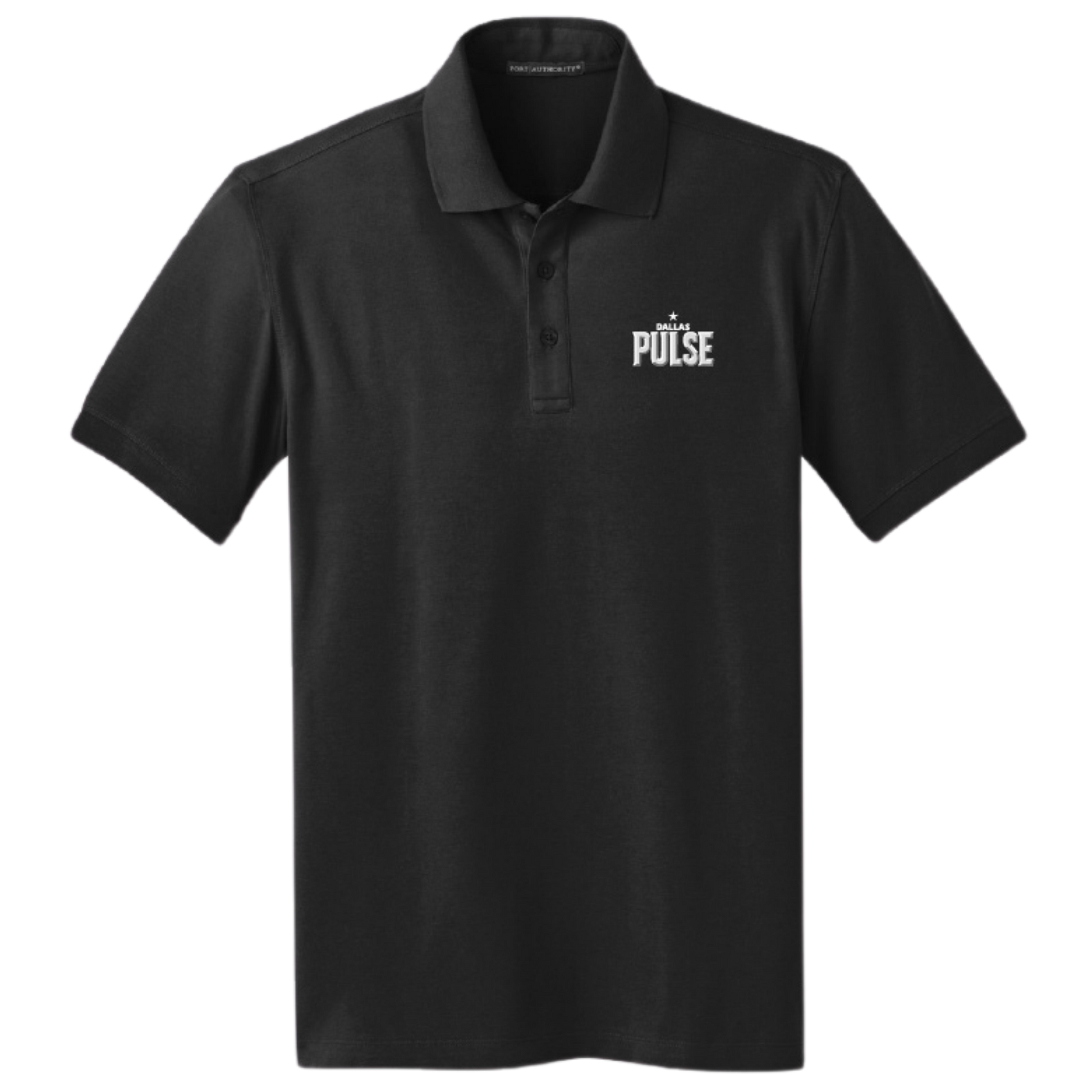 Dallas Pulse Embroidered Wordmark Polo Black