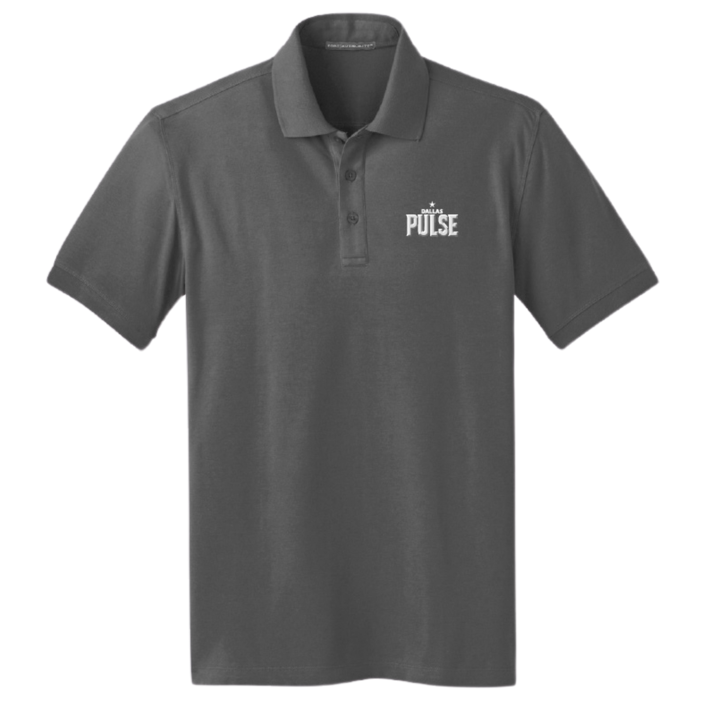 Dallas Pulse Embroidered Wordmark Polo Smoke