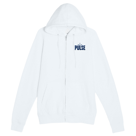 Dallas Pulse Full Zip Embroidered Hoodie White