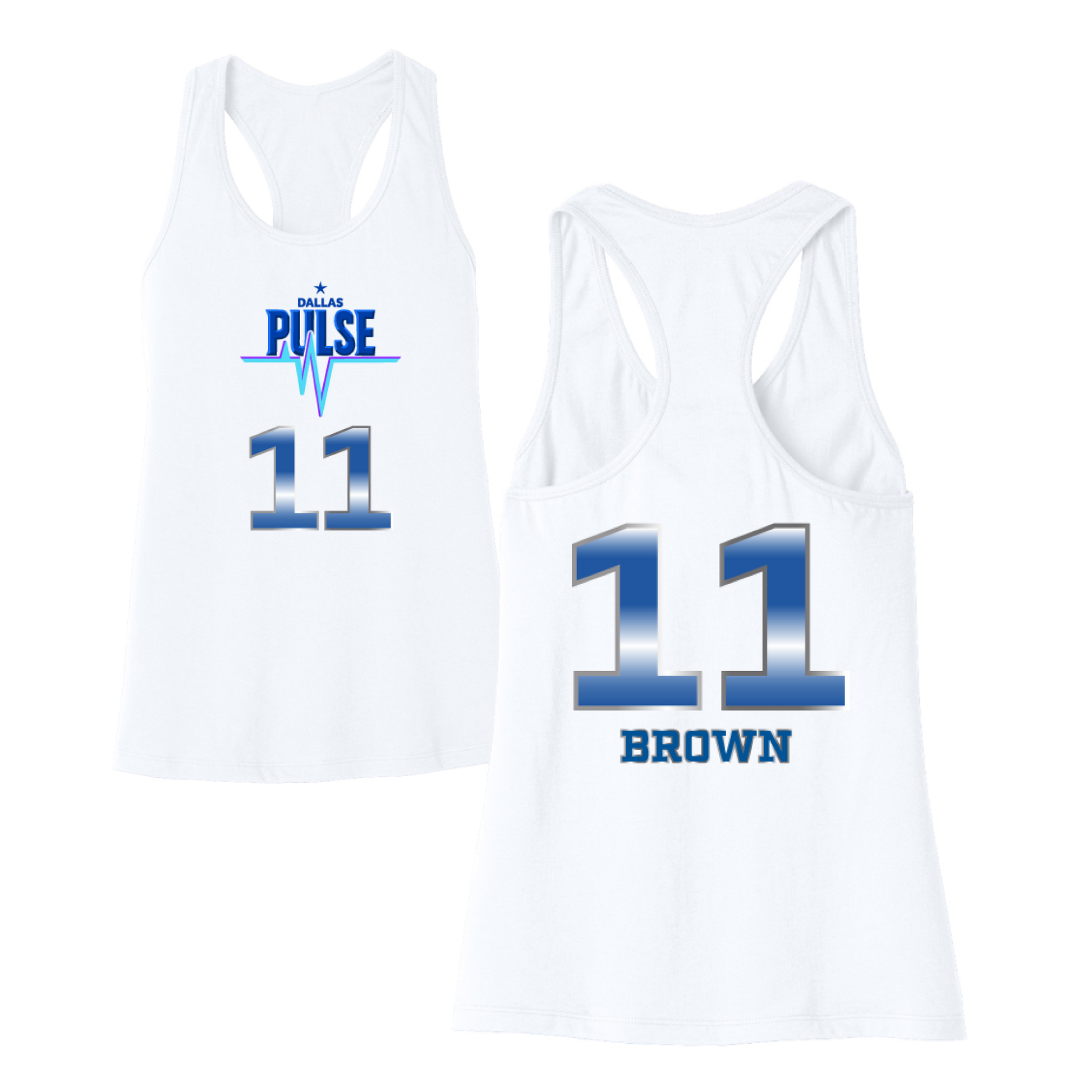 Dallas Pulse Jersey Racerback Tank - K. Brown