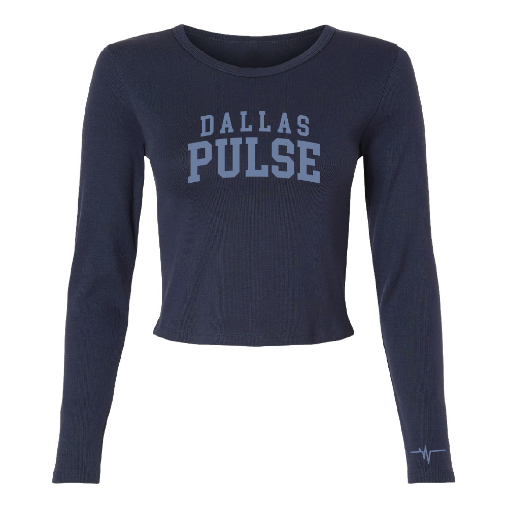 Dallas Pulse Womens Collegiate Cropped Long Sleeve T-Shirt