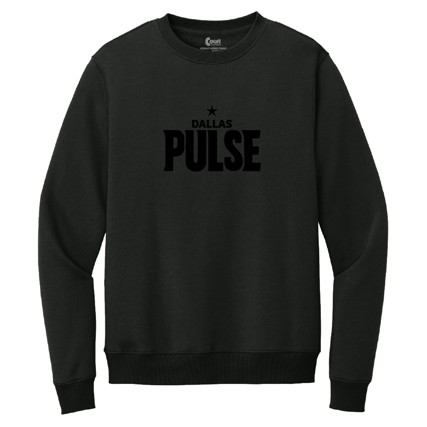 Dallas Pulse Wordmark Black on Black Crewneck