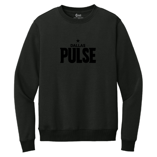 Dallas Pulse Wordmark Black on Black Crewneck