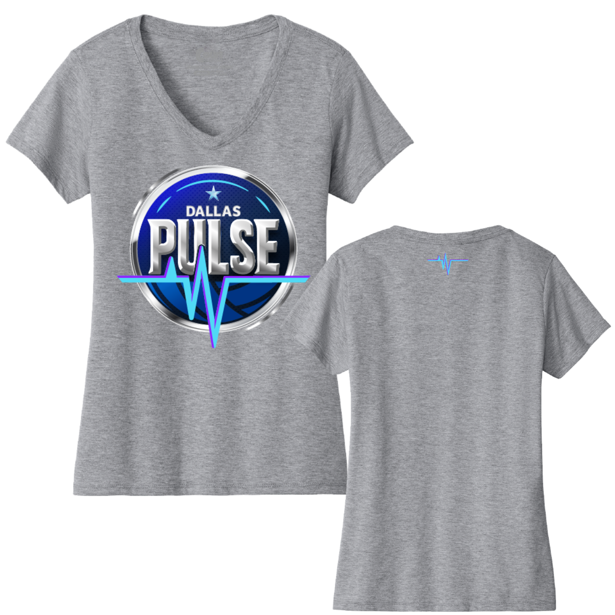 Dallas Womens Pulse Logo V-Neck T-Shirt
