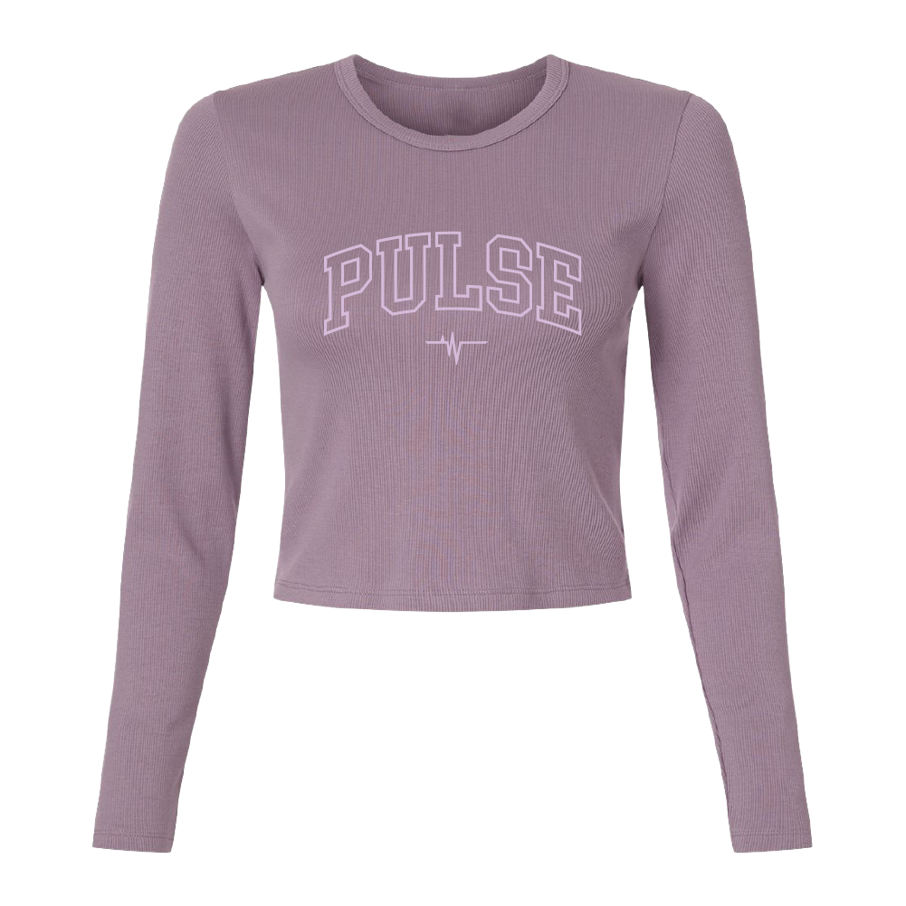 Dallas Womens Pulse Outline Cropped Long Sleeve T-Shirt