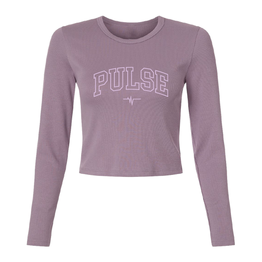 Dallas Womens Pulse Outline Cropped Long Sleeve T-Shirt