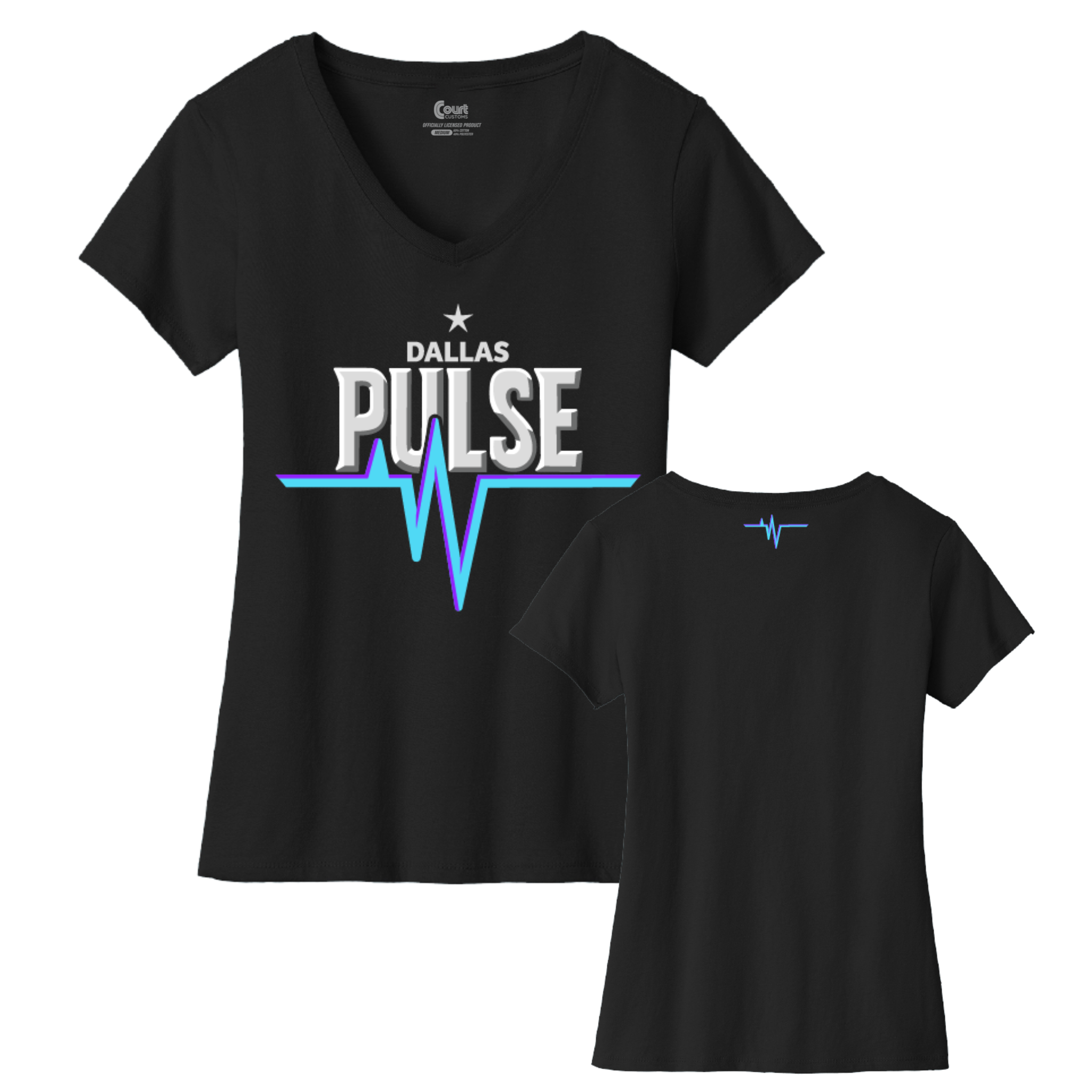 Dallas Womens Pulse Wordmark V-Neck T-Shirt