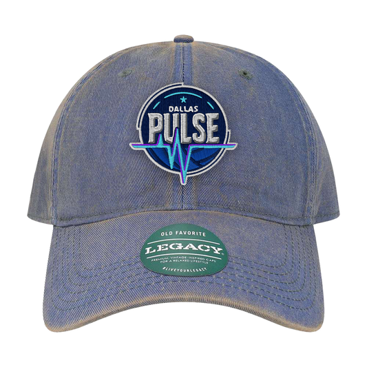 Purple cap with 'Dallas Pulse' logo on a white background